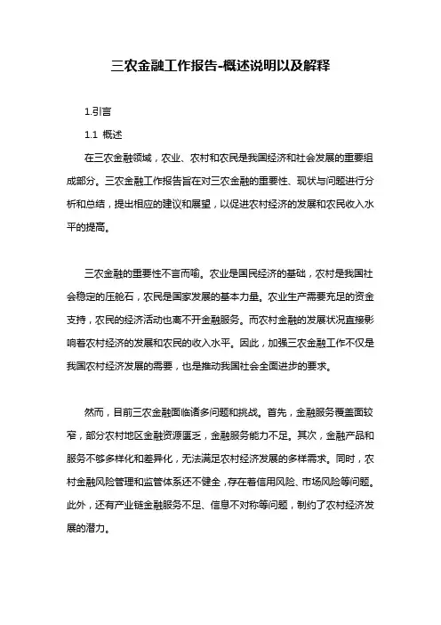 三农金融工作报告-概述说明以及解释
