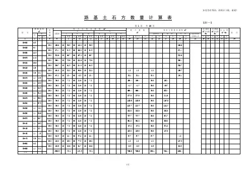 路基土石方数量计算表