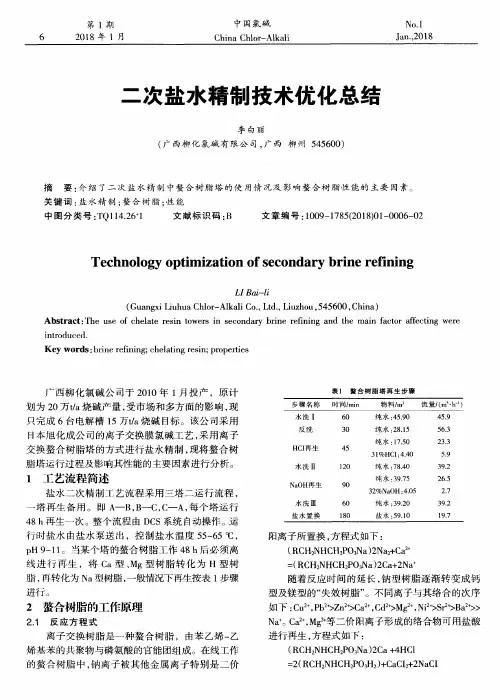 二次盐水精制技术优化总结
