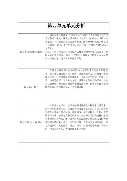 语文六年级上册第四单元分析