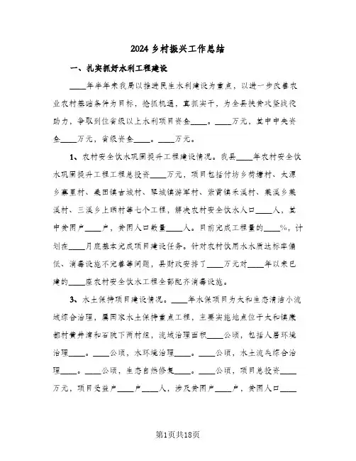 2024乡村振兴工作总结(6篇)