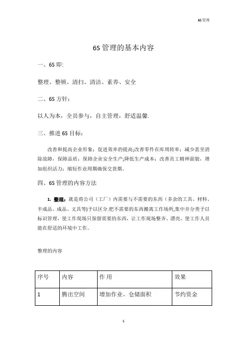 6S管理的基本内容【范本模板】