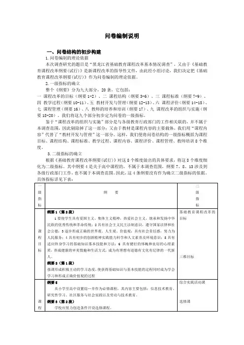 问卷编制说明