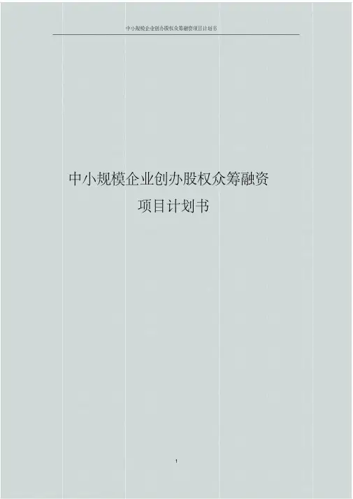 中小规模企业创办股权众筹融资项目计划书