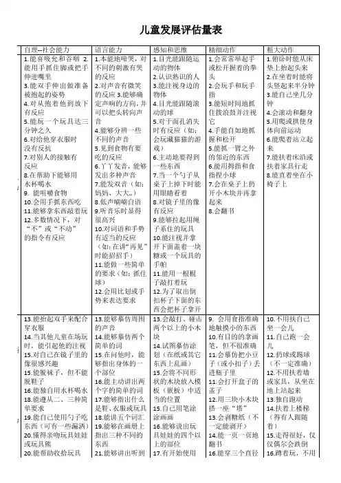 儿童发展评估量表