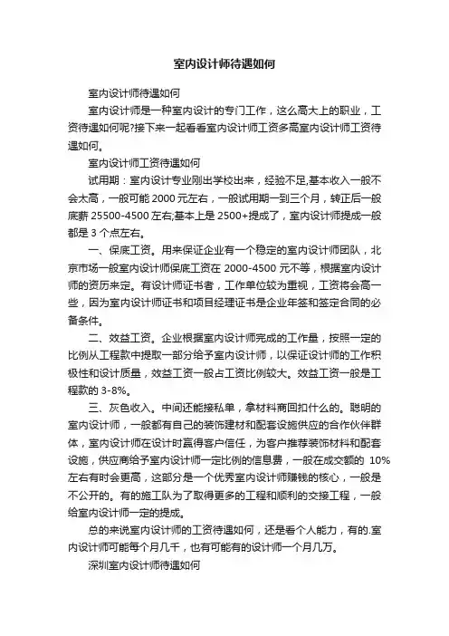 室内设计师待遇如何