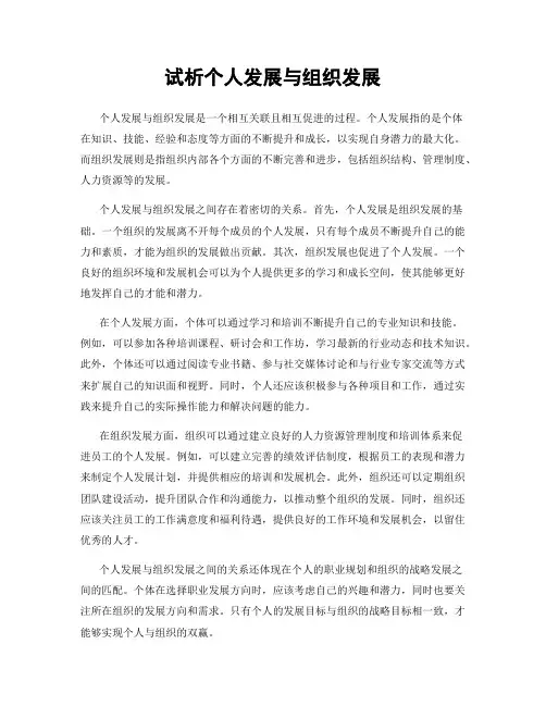 试析个人发展与组织发展