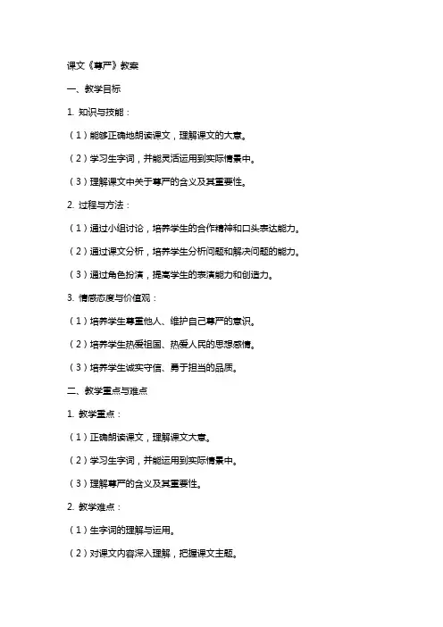 课文《尊严》教案