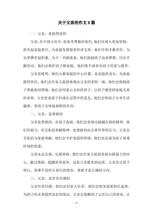 关于父亲的作文5篇