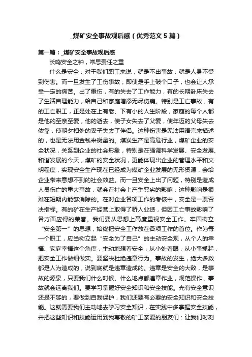 _煤矿安全事故观后感（优秀范文5篇）