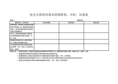 优先使用基本药物定期检查表