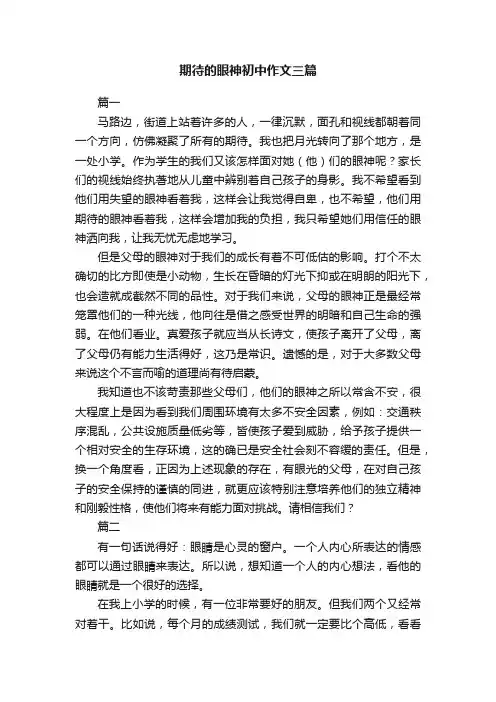 期待的眼神初中作文三篇