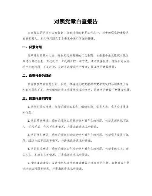 对照党章自查报告