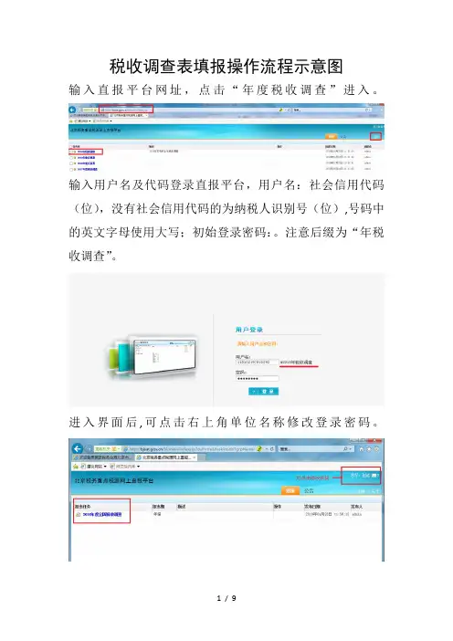 税收调查表填报操作流程示意图