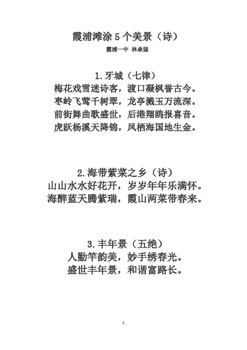 霞浦滩涂5个美景(诗)