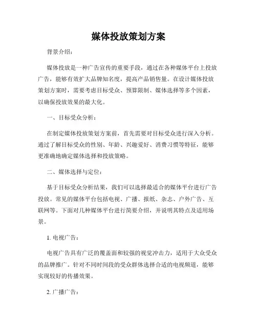 媒体投放策划方案