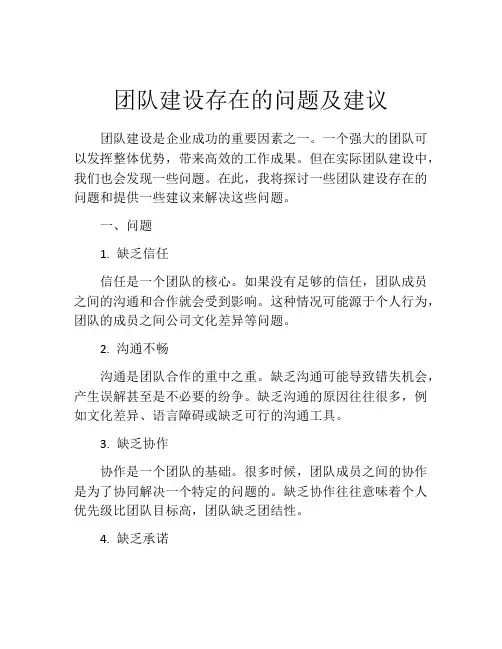 团队建设存在的问题及建议