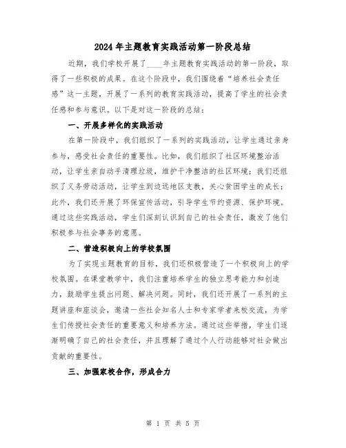 2024年主题教育实践活动第一阶段总结(2篇)