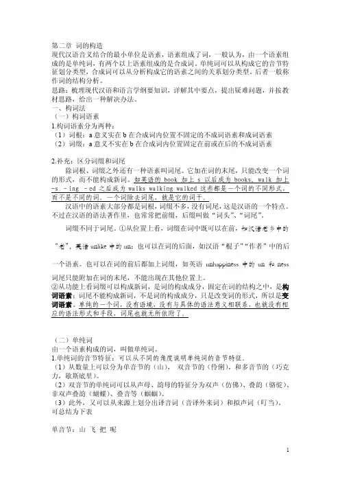 词汇学基础第二章词的构造
