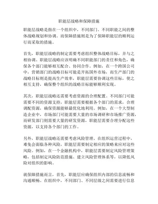 职能层战略和保障措施