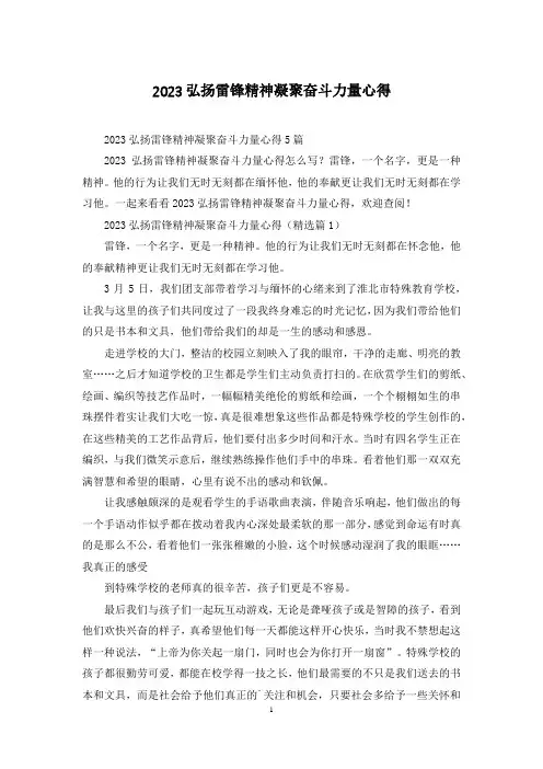 2023弘扬雷锋精神凝聚奋斗力量心得