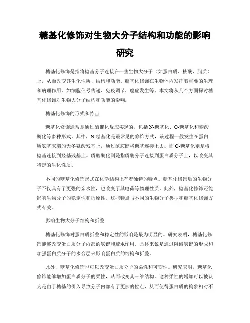 糖基化修饰对生物大分子结构和功能的影响研究