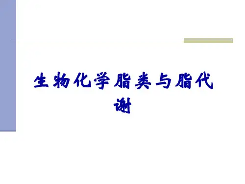 生物化学脂类与脂代谢