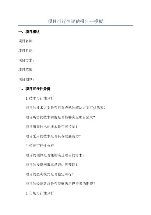 项目可行性评估报告--模板