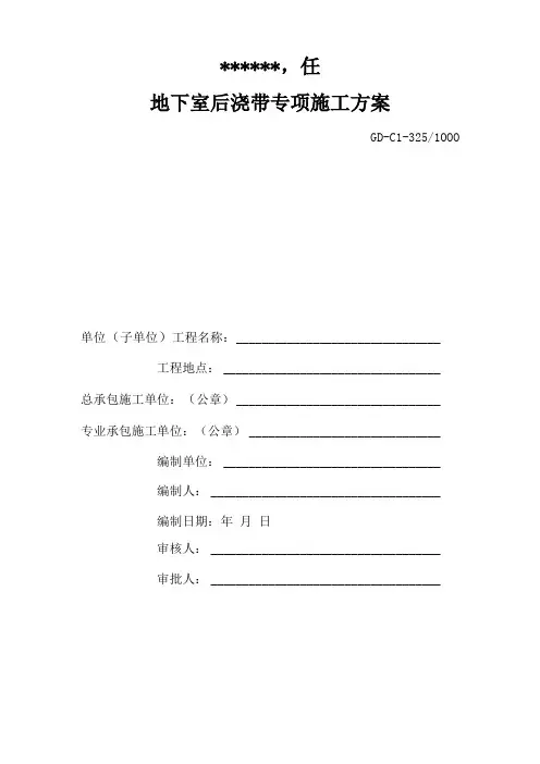 地下室后浇带专项施工方案