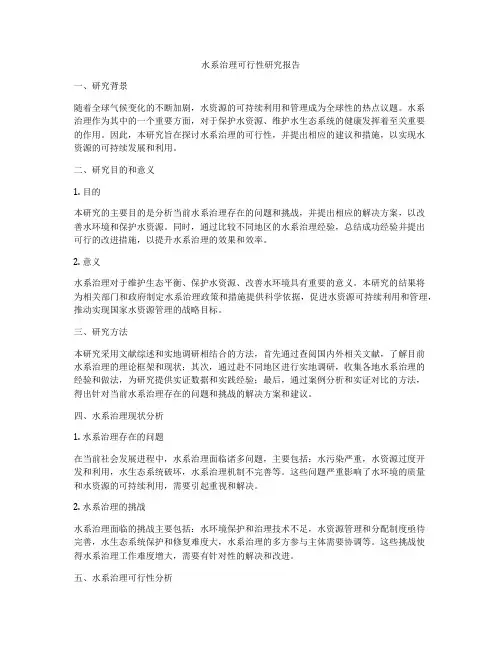 水系治理可行性研究报告
