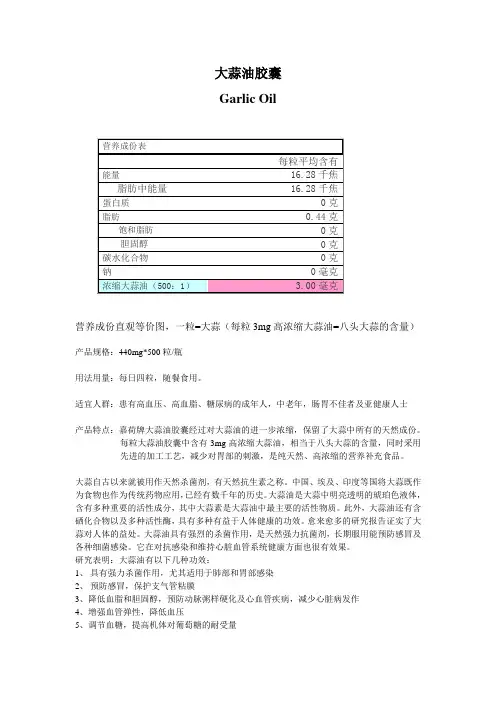 大蒜油胶囊
