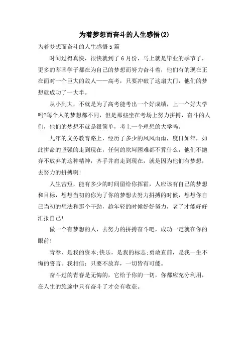 为着梦想而奋斗的人生感悟2
