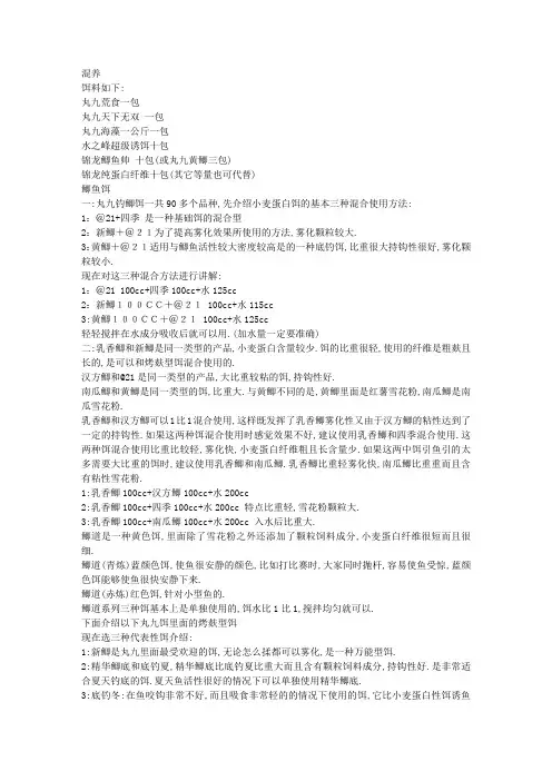 丸九饵料配方