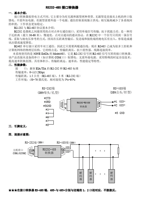1_232、485接口转换器使用说明