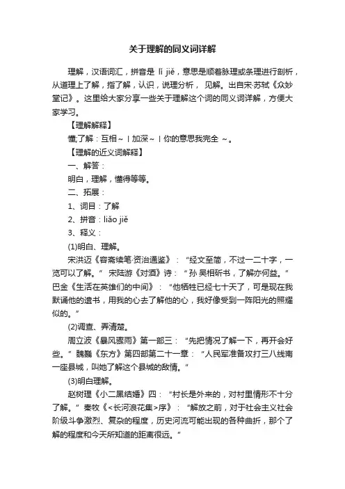 关于理解的同义词详解