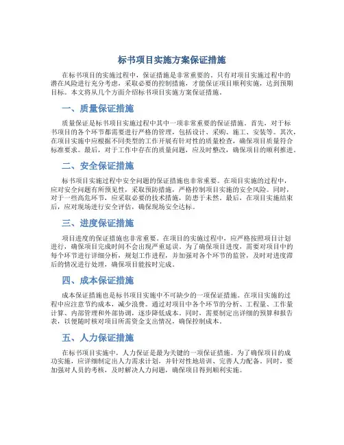 标书项目实施方案保证措施