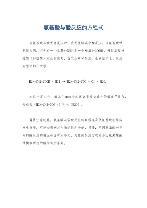 氨基酸与酸反应的方程式
