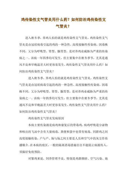 鸡传染性支气管炎用什么药？如何防治鸡传染性支气管炎？