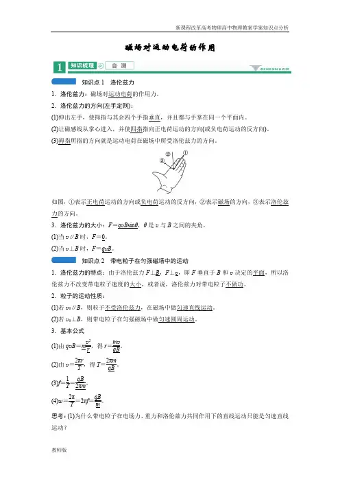 新课程改革物理专题复习高考高分必备磁场对运动电荷的作用