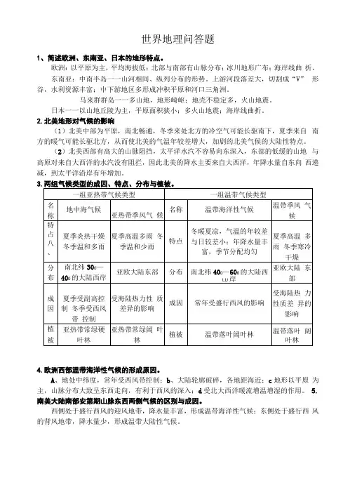 世界地理终极问答题