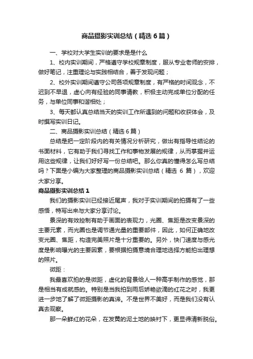 商品摄影实训总结（精选6篇）