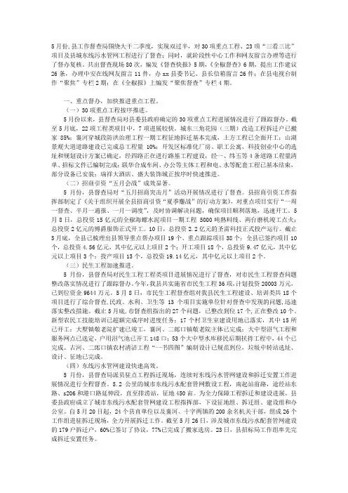2010年5月份督查工作总结