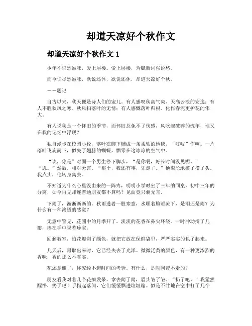 却道天凉好个秋作文
