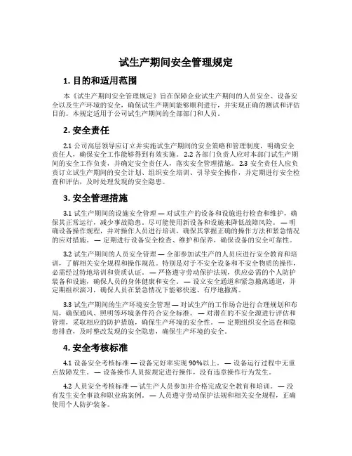 试生产期间安全管理规定