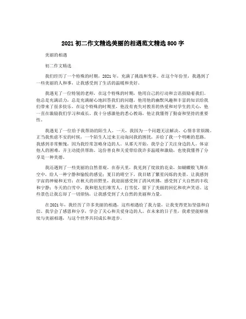 2021初二作文精选美丽的相遇范文精选800字