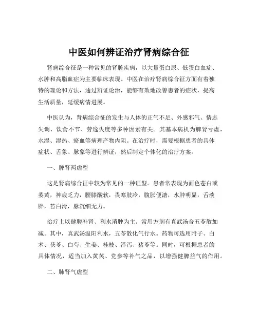 中医如何辨证治疗肾病综合征