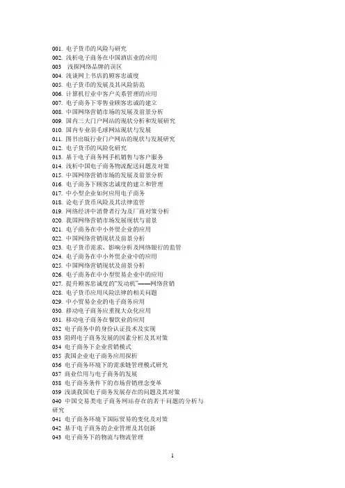 电子商务论文题目精选