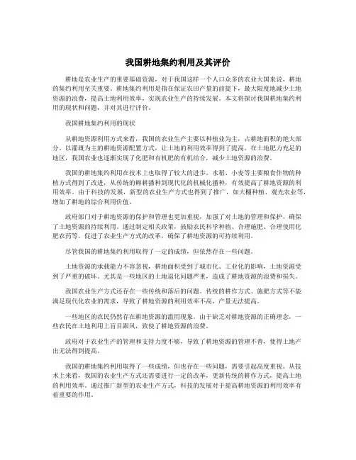 我国耕地集约利用及其评价