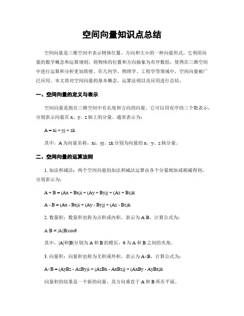空间向量知识点总结