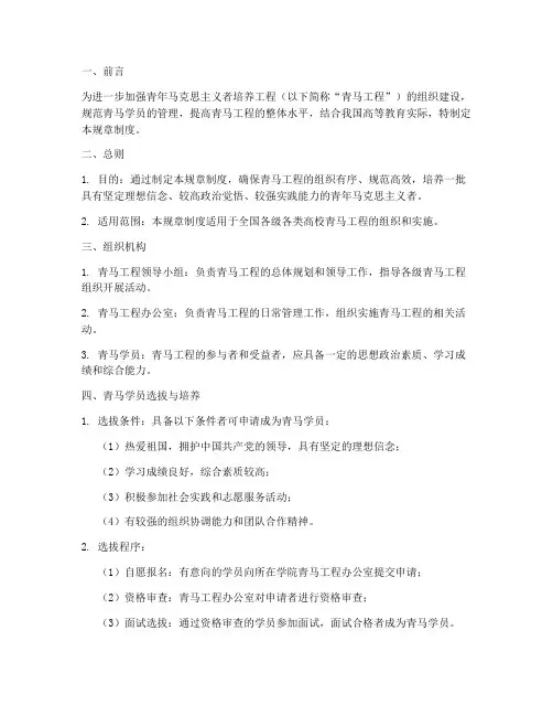 制定青马规章制度